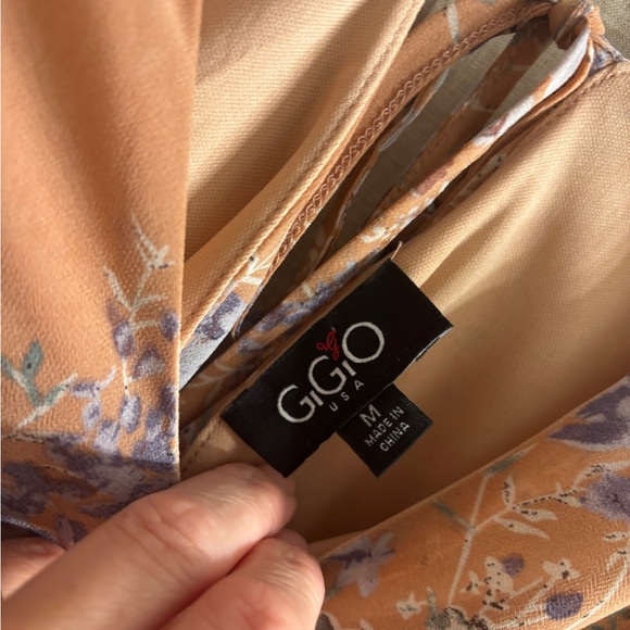 GiGio USA Floral Ruffle Dress in Tan and Purple - Picture 4 of 4